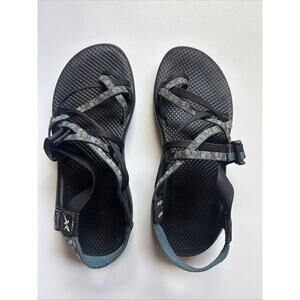 Womens CHACO Toe Loop Sandals Black And Green Size 9